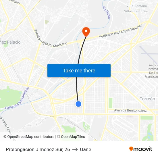 Prolongación Jiménez Sur, 26 to Uane map