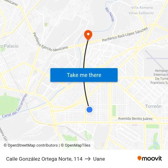 Calle González Ortega Norte, 114 to Uane map