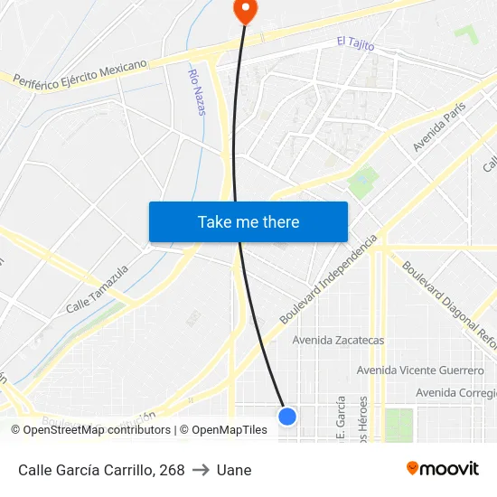 Calle García Carrillo, 268 to Uane map