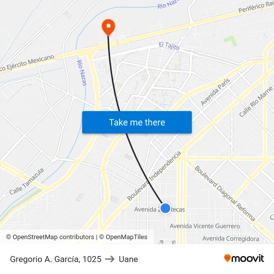 Gregorio A. García, 1025 to Uane map