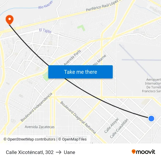 Calle Xicoténcatl, 302 to Uane map