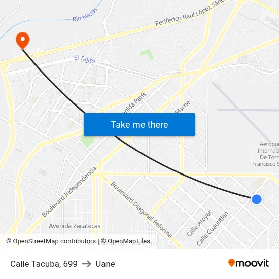 Calle Tacuba, 699 to Uane map