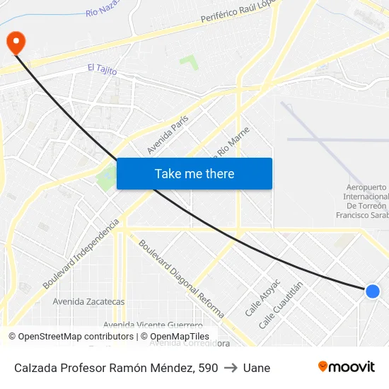 Calzada Profesor Ramón Méndez, 590 to Uane map
