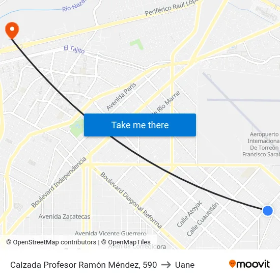 Calzada Profesor Ramón Méndez, 590 to Uane map