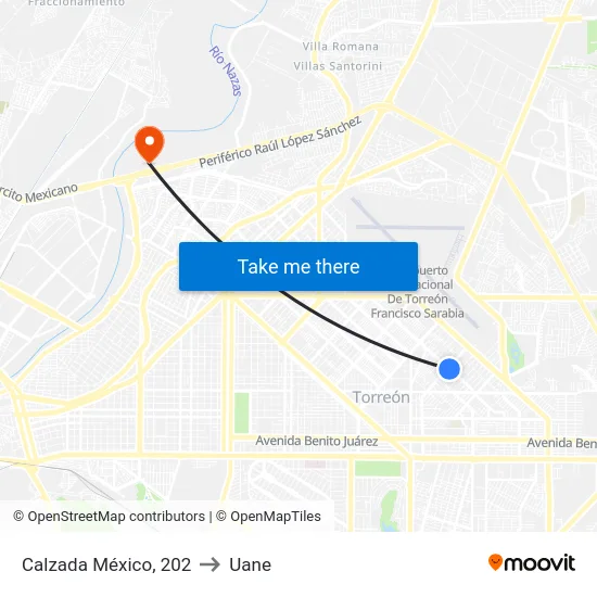 Calzada México, 202 to Uane map