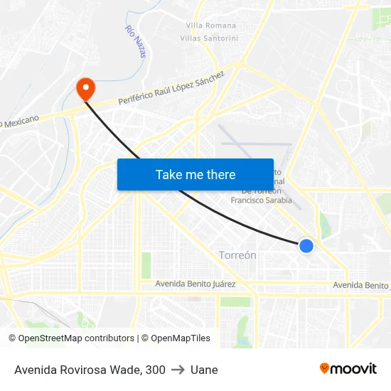 Avenida Rovirosa Wade, 300 to Uane map