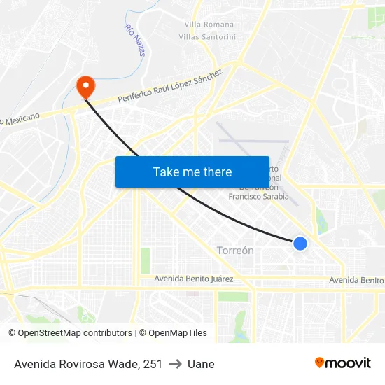 Avenida Rovirosa Wade, 251 to Uane map