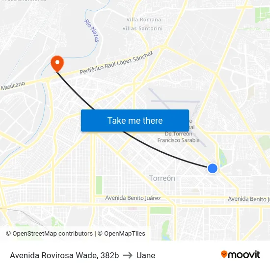 Avenida Rovirosa Wade, 382b to Uane map