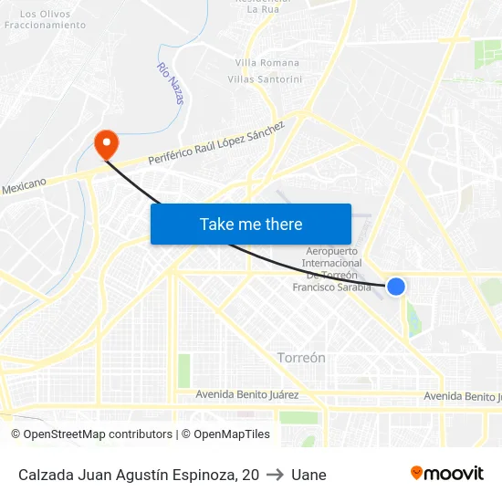 Calzada Juan Agustín Espinoza, 20 to Uane map
