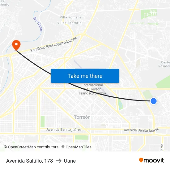 Avenida Saltillo, 178 to Uane map