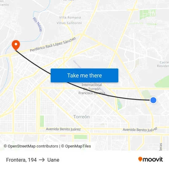 Frontera, 194 to Uane map