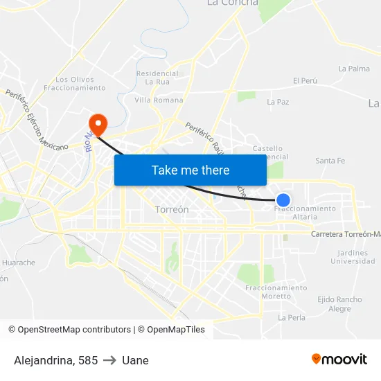 Alejandrina, 585 to Uane map