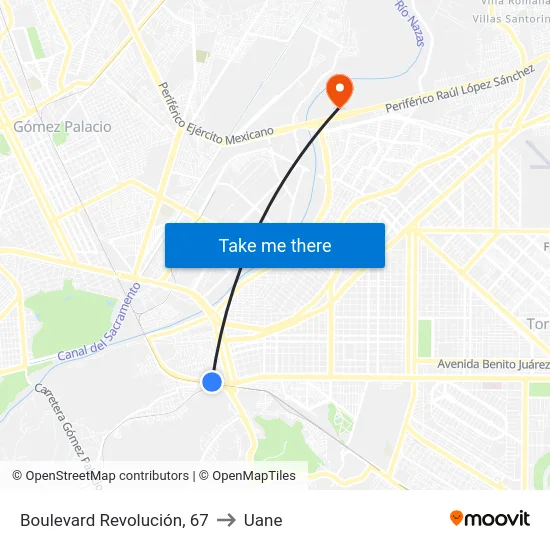Boulevard Revolución, 67 to Uane map