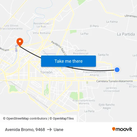 Avenida Bromo, 9468 to Uane map