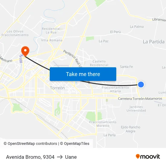 Avenida Bromo, 9304 to Uane map