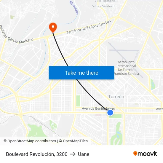 Boulevard Revolución, 3200 to Uane map