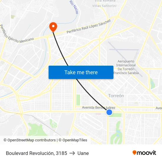 Boulevard Revolución, 3185 to Uane map