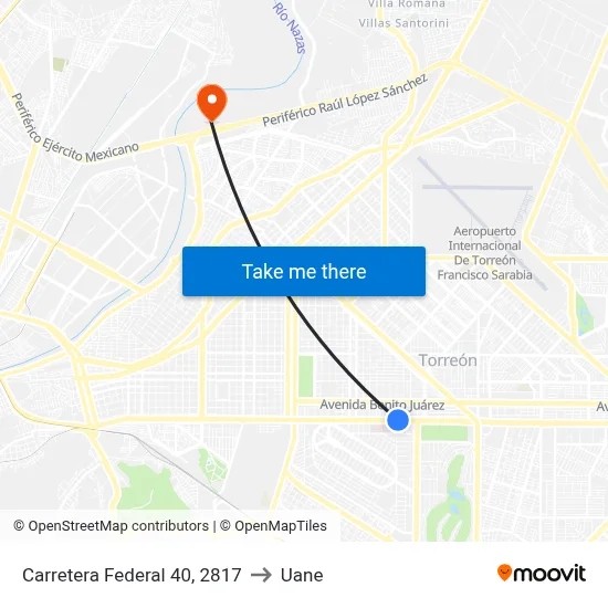 Carretera Federal 40, 2817 to Uane map