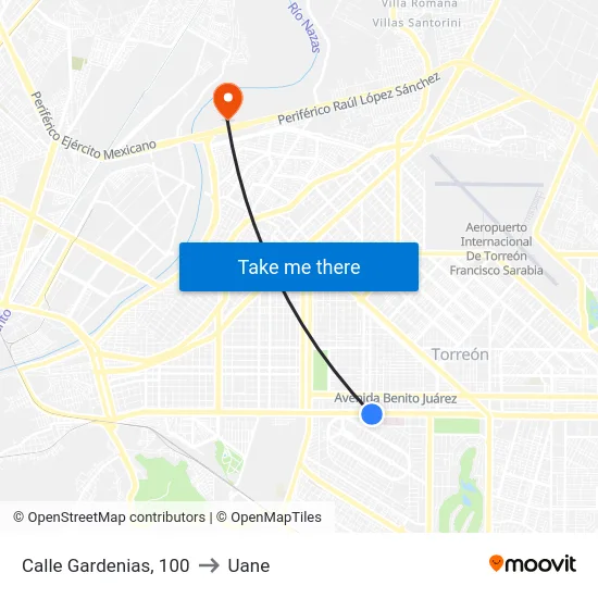 Calle Gardenias, 100 to Uane map