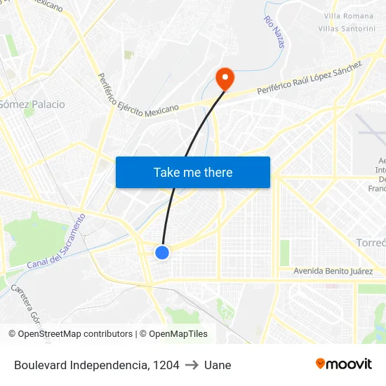 Boulevard Independencia, 1204 to Uane map