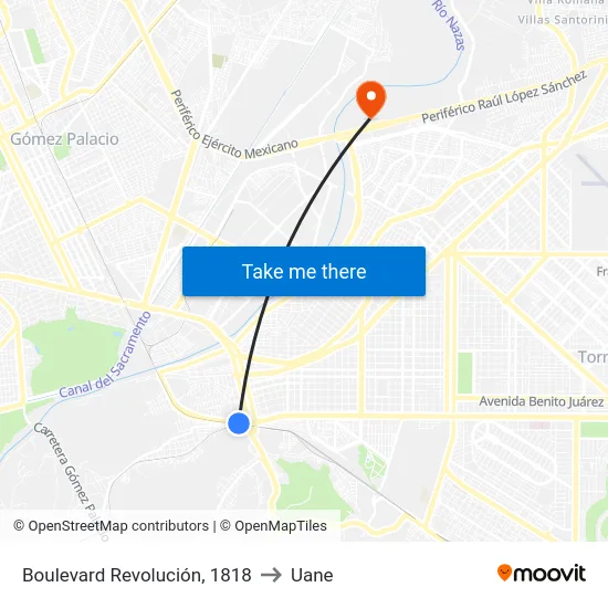 Boulevard Revolución, 1818 to Uane map