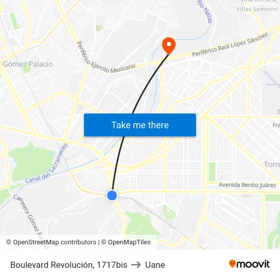 Boulevard Revolución, 1717bis to Uane map