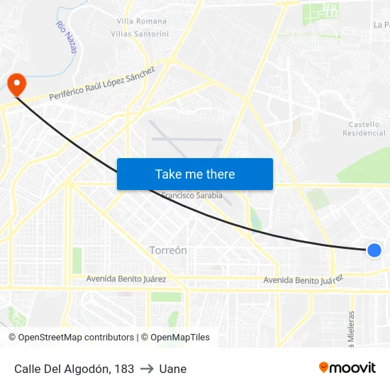 Calle Del Algodón, 183 to Uane map