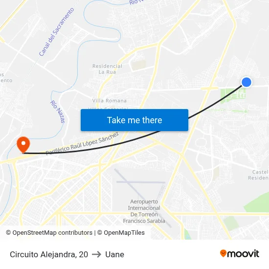 Circuito Alejandra, 20 to Uane map