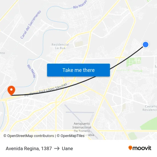 Avenida Regina, 1387 to Uane map