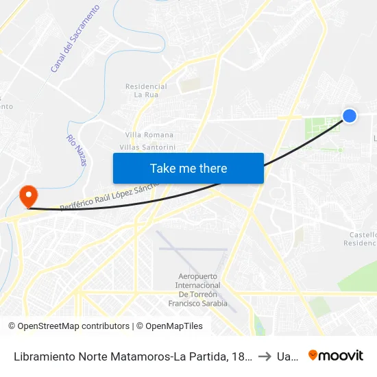 Libramiento Norte Matamoros-La Partida, 1823 to Uane map