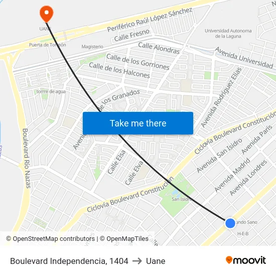 Boulevard Independencia, 1404 to Uane map