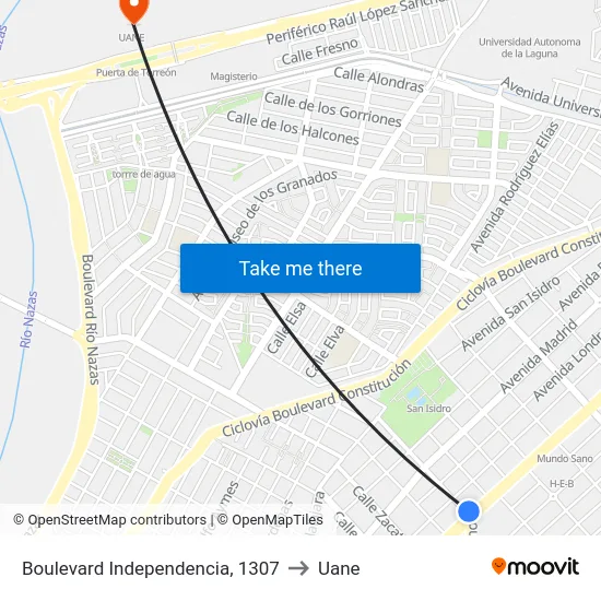 Boulevard Independencia, 1307 to Uane map