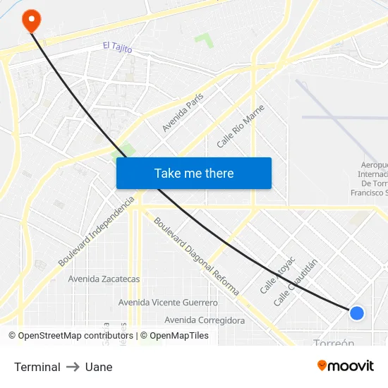 Terminal to Uane map