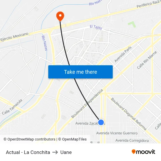 Actual - La Conchita to Uane map