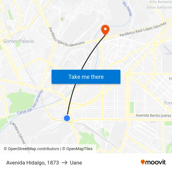 Avenida Hidalgo, 1873 to Uane map