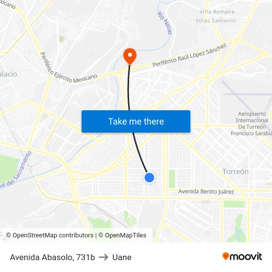 Avenida Abasolo, 731b to Uane map