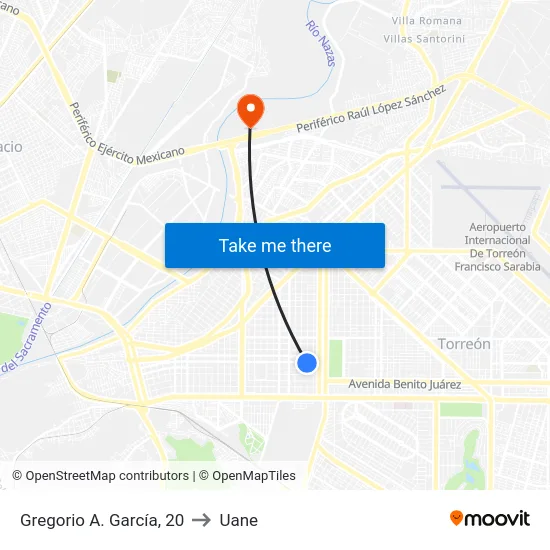 Gregorio A. García, 20 to Uane map