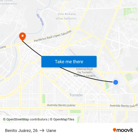 Benito Juárez, 26 to Uane map