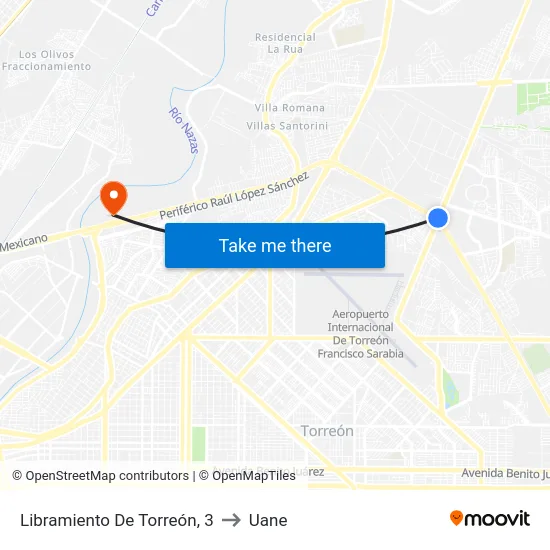 Libramiento De Torreón, 3 to Uane map