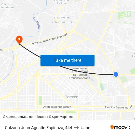 Calzada Juan Agustín Espinoza, 444 to Uane map