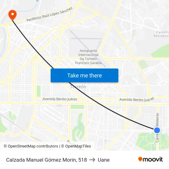 Calzada Manuel Gómez Morin, 518 to Uane map