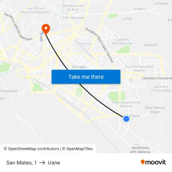 San Mateo, 1 to Uane map