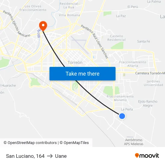 San Luciano, 164 to Uane map