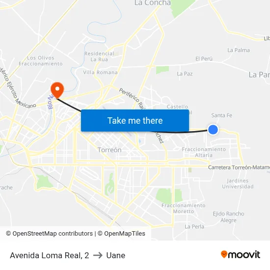 Avenida Loma Real, 2 to Uane map