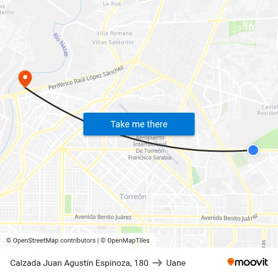 Calzada Juan Agustín Espinoza, 180 to Uane map