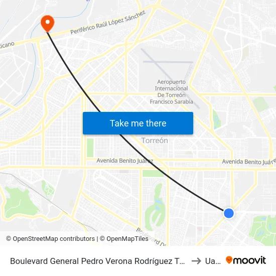 Boulevard General Pedro Verona Rodríguez Triana, 710 to Uane map