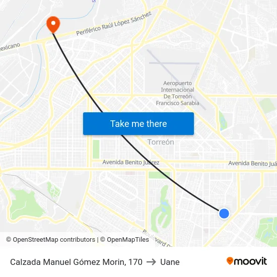 Calzada Manuel Gómez Morin, 170 to Uane map