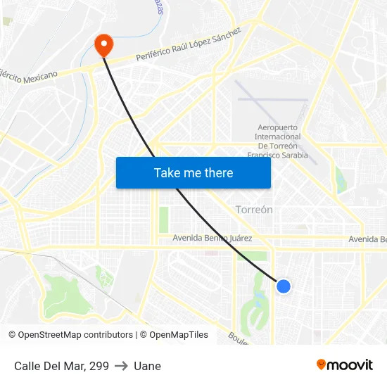 Calle Del Mar, 299 to Uane map