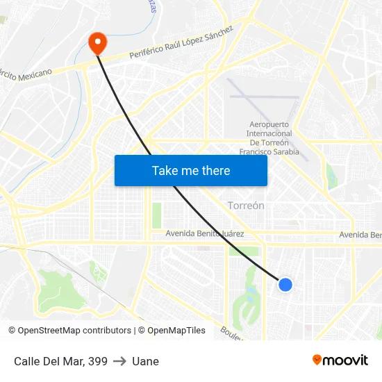 Calle Del Mar, 399 to Uane map