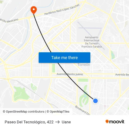 Paseo Del Tecnológico, 422 to Uane map